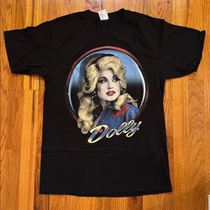Black Graphic T-Shirt with Dolly Print
